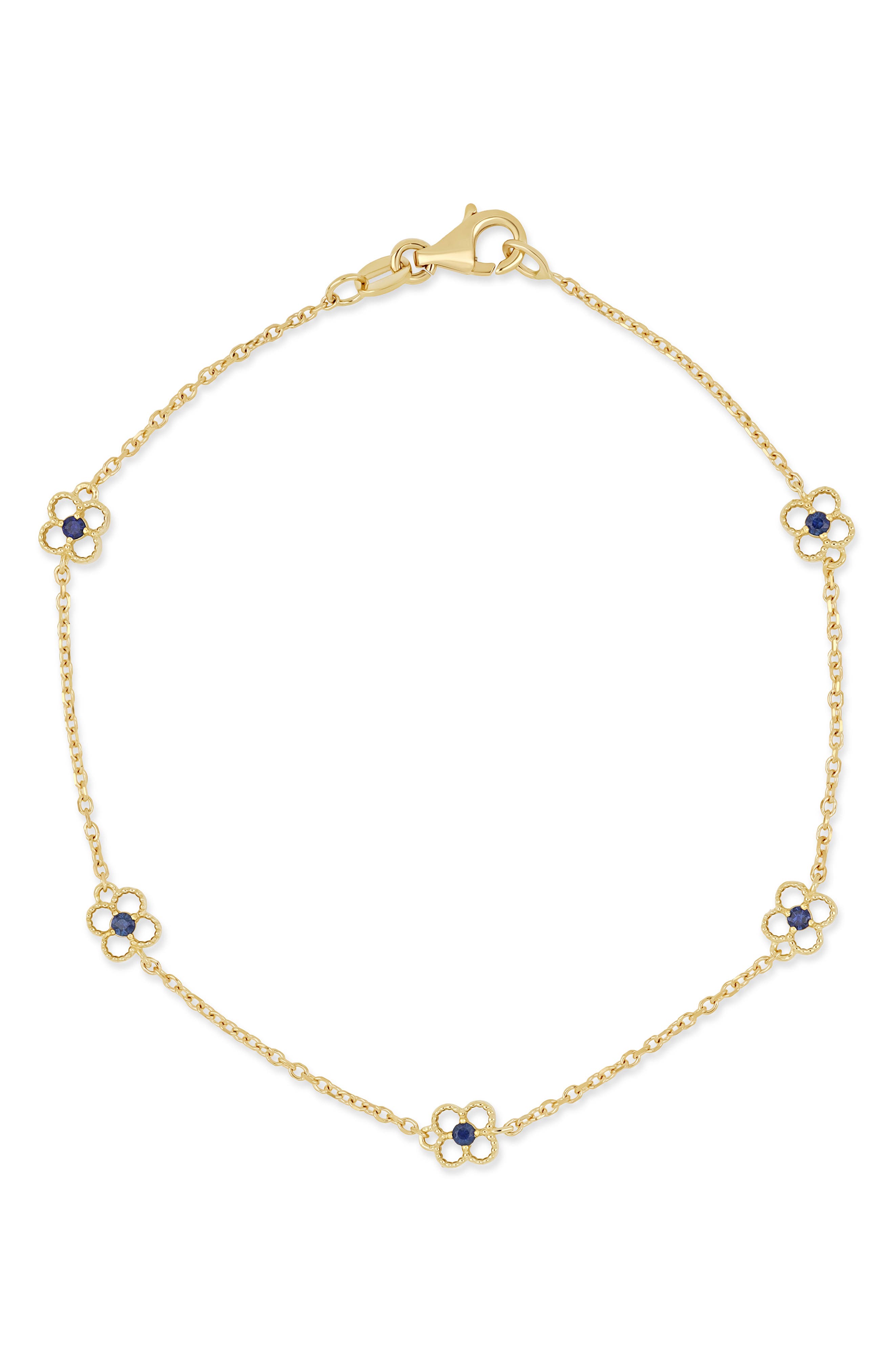 Bony Levy El Mar 18K Yellow Gold Sapphire Flower Line Bracelet