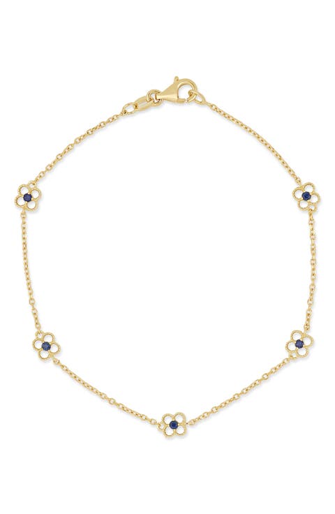 El Mar 18K Yellow Gold Sapphire Flower Line Bracelet