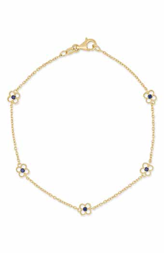 El Mar 18K Yellow Gold Sapphire Flower Line Bracelet