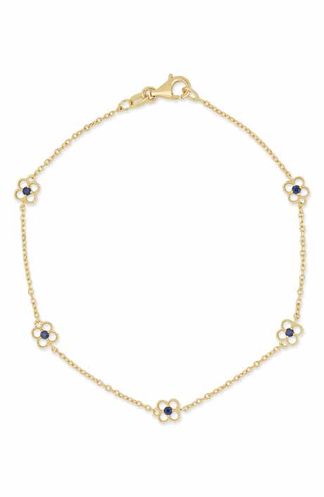 Bony Levy El Mar 18K Yellow Gold Sapphire Flower Line Bracelet
