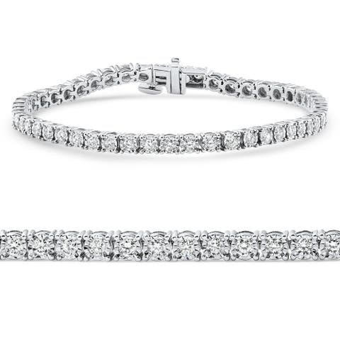 2Ct Diamond Tennis Bracelet 7" Double Lock Clasp Lab Grown 925 Silver