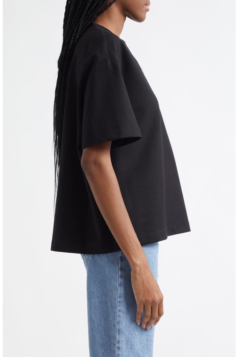 Crystal Trim Heart Cutout Relaxed Fit T-Shirt, Alternate, color, BLACK