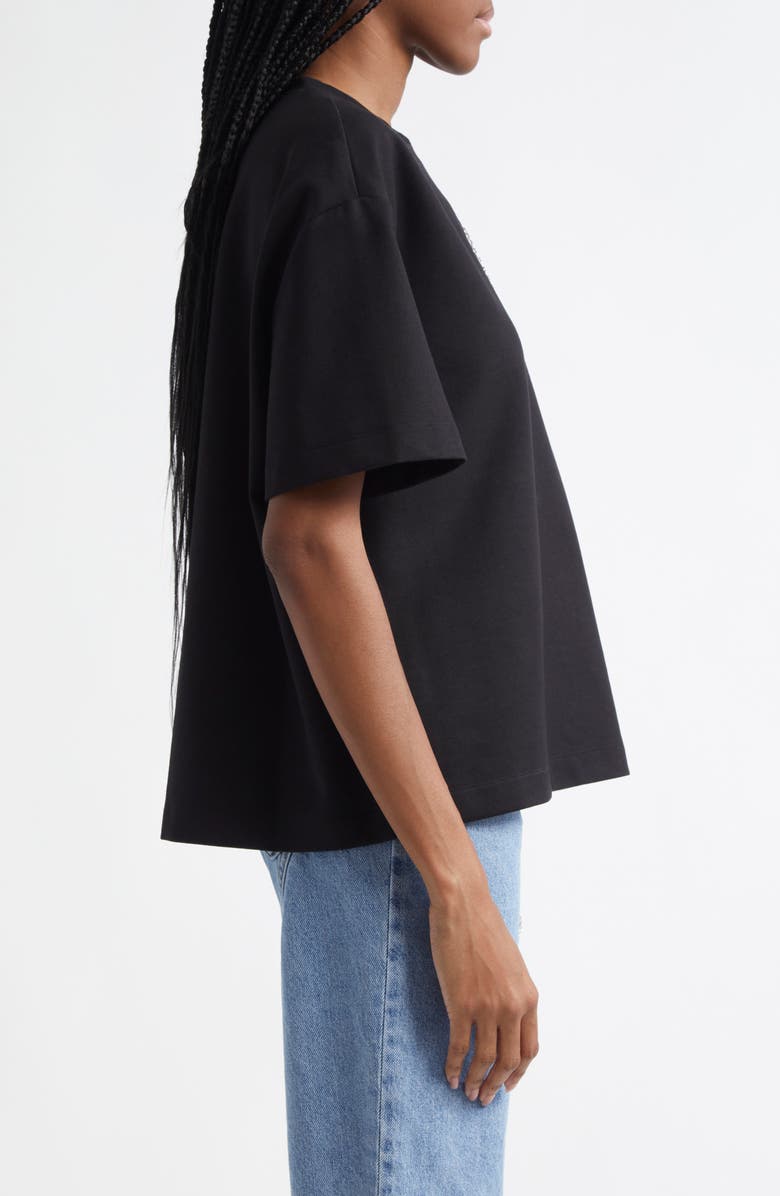 Area Crystal Trim Heart Cutout Relaxed Fit T-Shirt, Alternate, color, Black