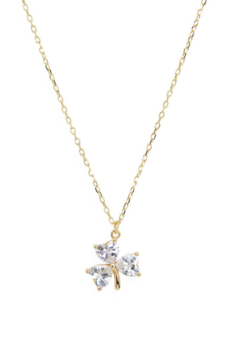 ARGENTO VIVO Cubic Zirconia Clover Pendant Necklace, Main, color, Gold