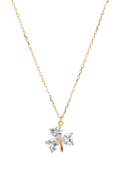 Cubic Zirconia Clover Pendant Necklace