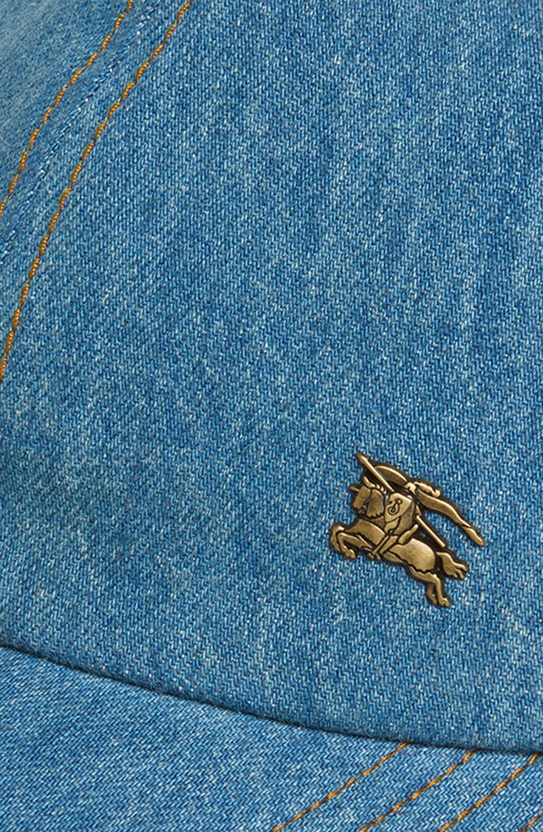 Burberry Equestrian Knight Design Denim Baseball Cap, Alternate, color, Indigo
