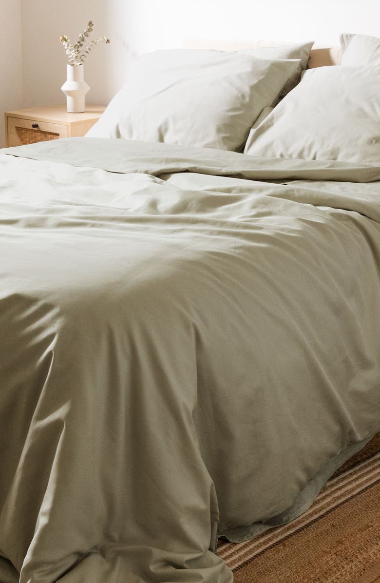 Sijo 400 Thread Count CrispCool Organic Cotton Percale Duvet Cover, Alternate, color, Dove