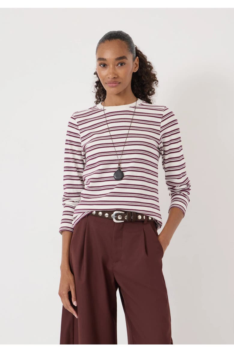Mia Stripe Slim Long Sleeve Top, Main, color, Wine Red