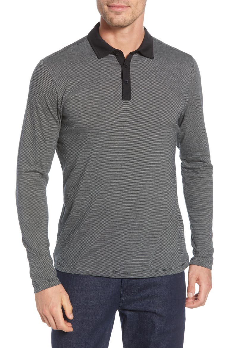 Renwick Regular Fit Long Sleeve Polo, Main, color, BLACK