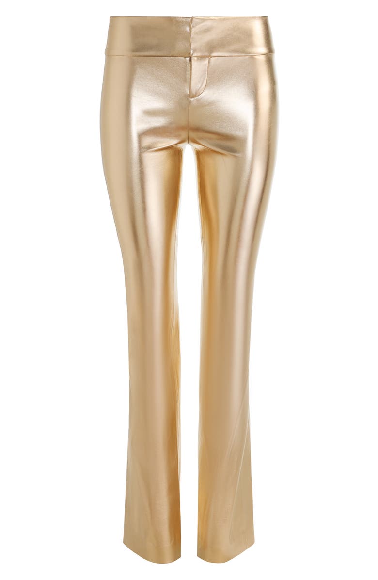 Alice + Olivia Metallic Faux Leather Pants, Alternate, color, Gold