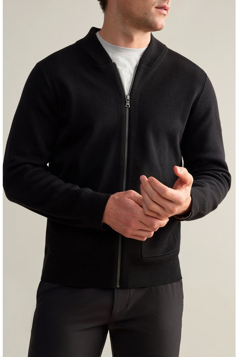 Navigator Knit Bomber, Main, color, BLACK