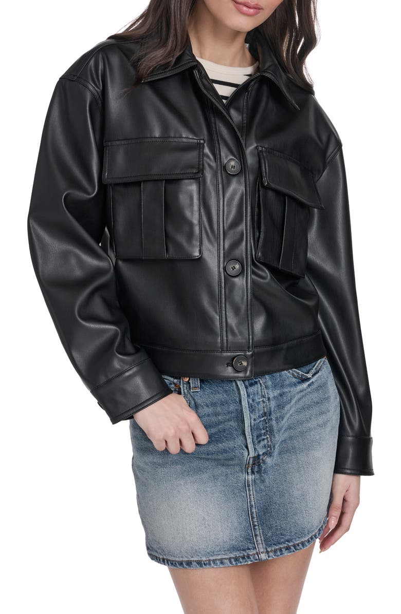 Levi's Faux Leather Shirt Jacket, Main, color, Black
