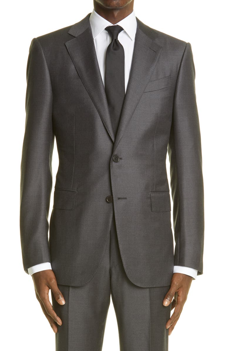 ZEGNA Classic Fit Grey Wool Suit, Alternate, color, Dark Grey