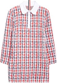 Thom Browne Long Sleeve Bouclé Tweed Dress