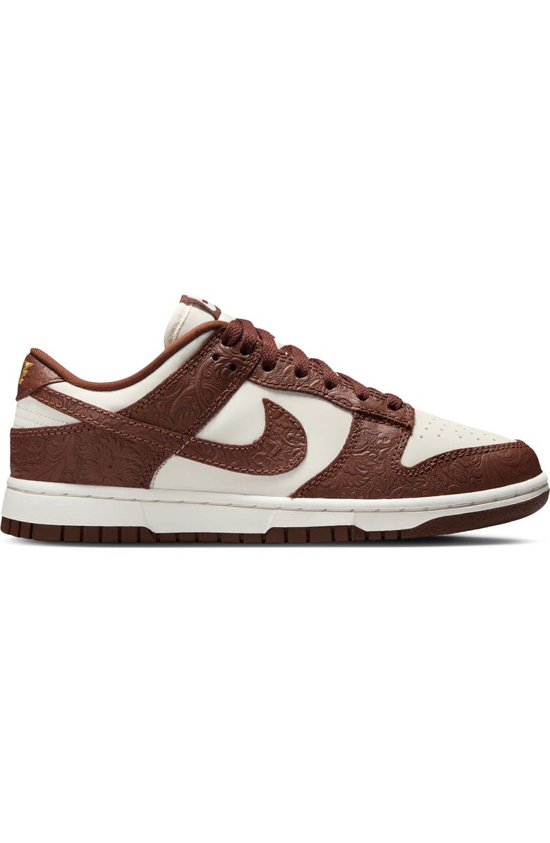 Nike Dunk Low Basketball Sneaker, Alternate, color, Sail/ Fauna Brown/ Gold