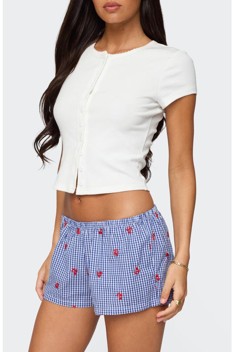 Solina Rib Button Front Crop Top, Alternate, color, WHITE