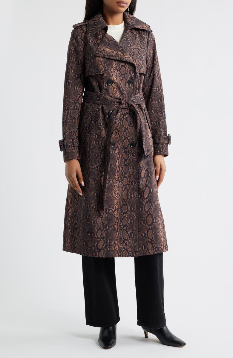 BCBG Max Azria Animal Print Trench Coat, Main, color,