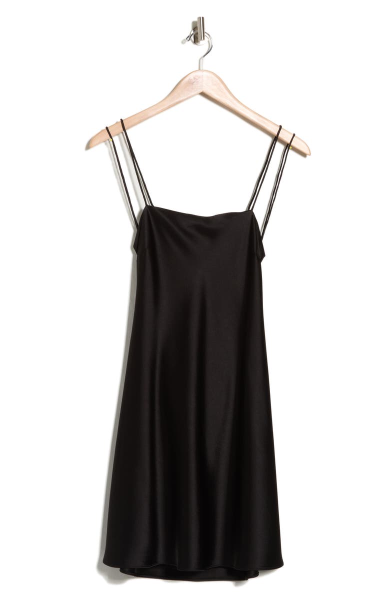 Alice + Olivia Noelie Cowl Back Satin Minidress, Alternate, color, Black/ Off White