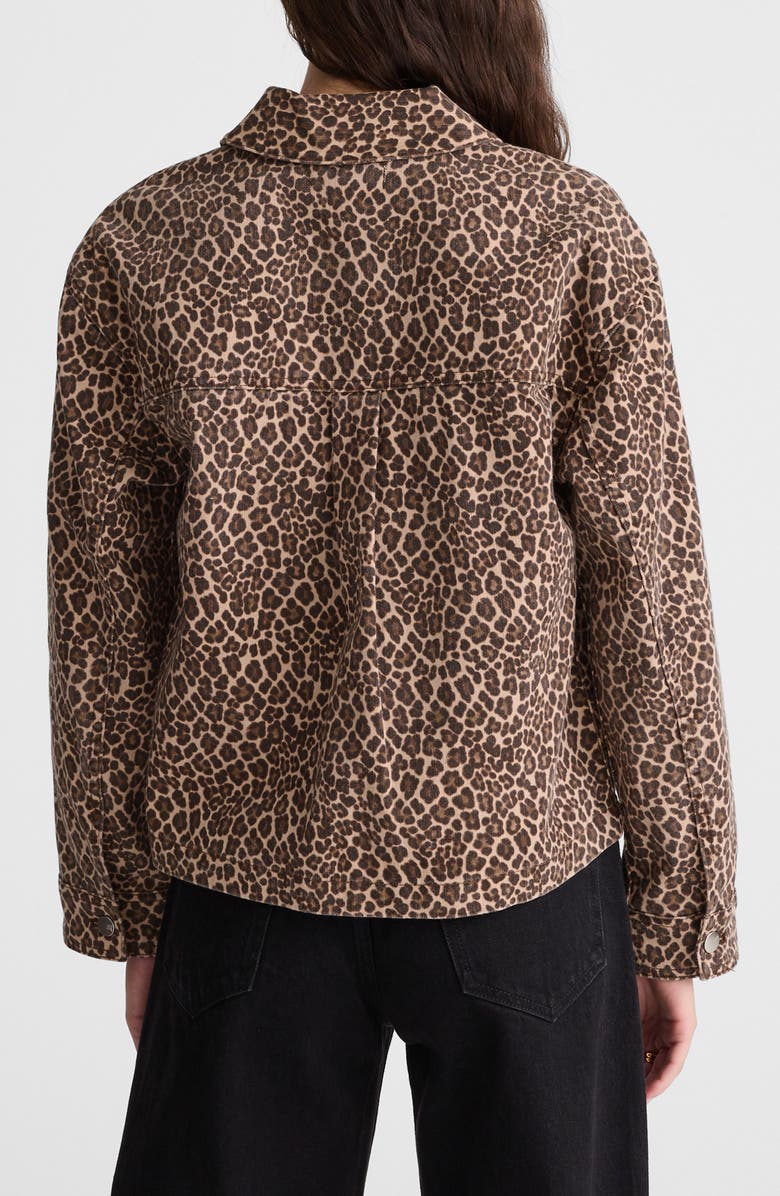 Madewell Leopard Print Denim Trapeze Jacket, Alternate, color, Dark Mocha