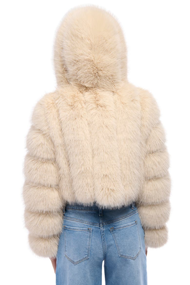 Jolene Crop Faux Fur Hooded Jacket, Alternate, color, BEIGE