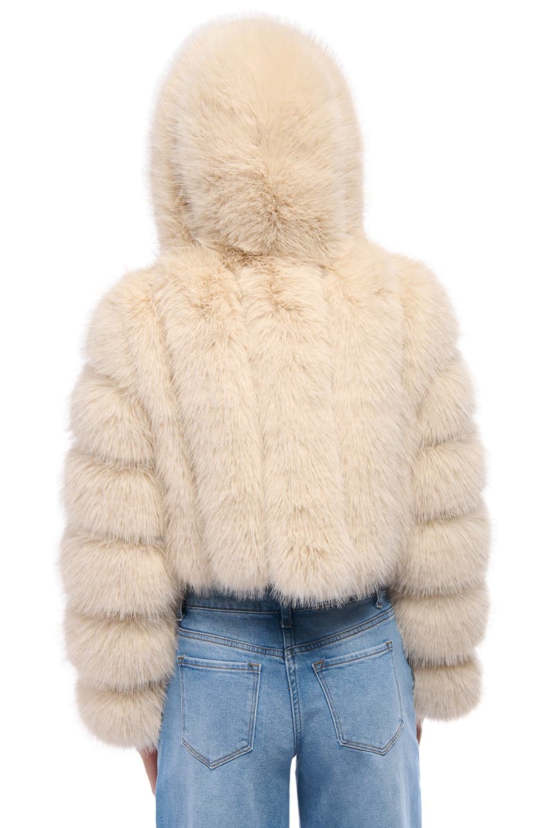 AZALEA WANG Jolene Crop Faux Fur Hooded Jacket, Alternate, color, Beige