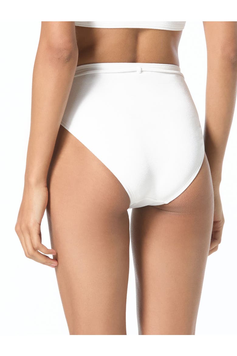 Oval Link Crepe Solids High Waist Swim Bottom, Alternate, color, White
