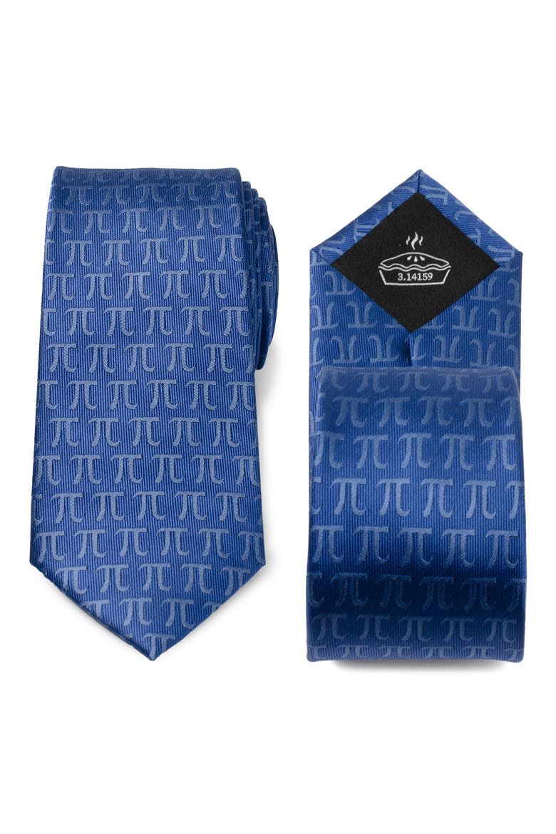 Pi Mathematics Symbol Hidden Message Silk Blend Tie, Alternate, color, BLUE