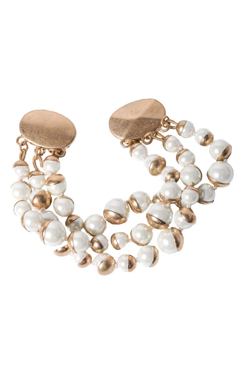 SAACHI 8-10mm Freshwater Pearl Bracelet with Magnetic Clasp, Main, color, 