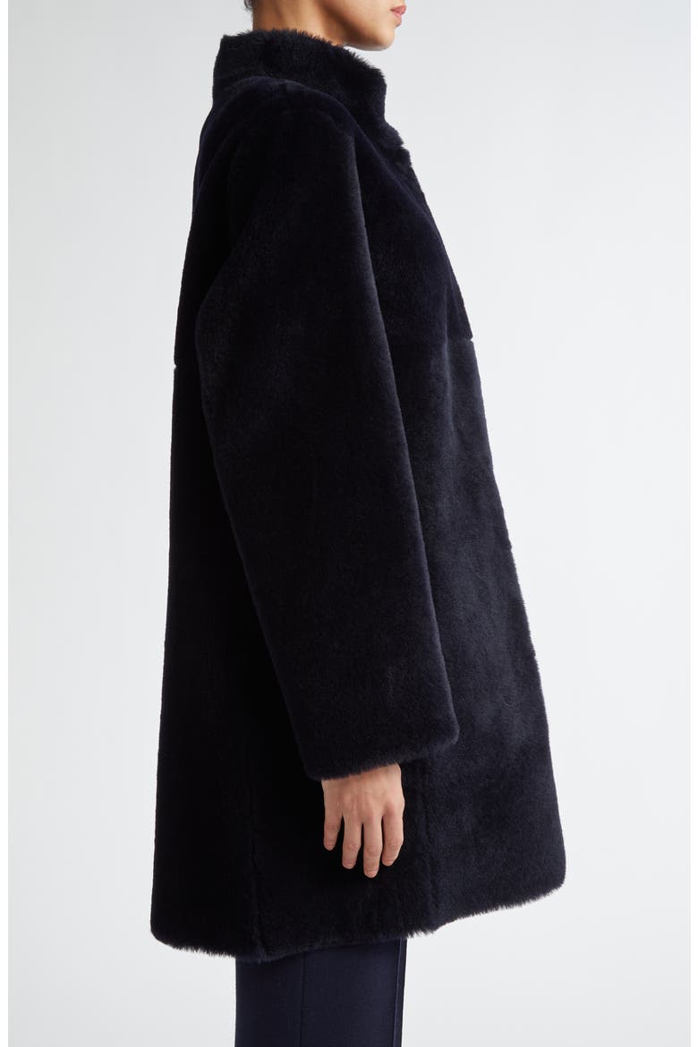 Reversible Genuine Shearling & Leather Coat, Alternate, color, NAVY