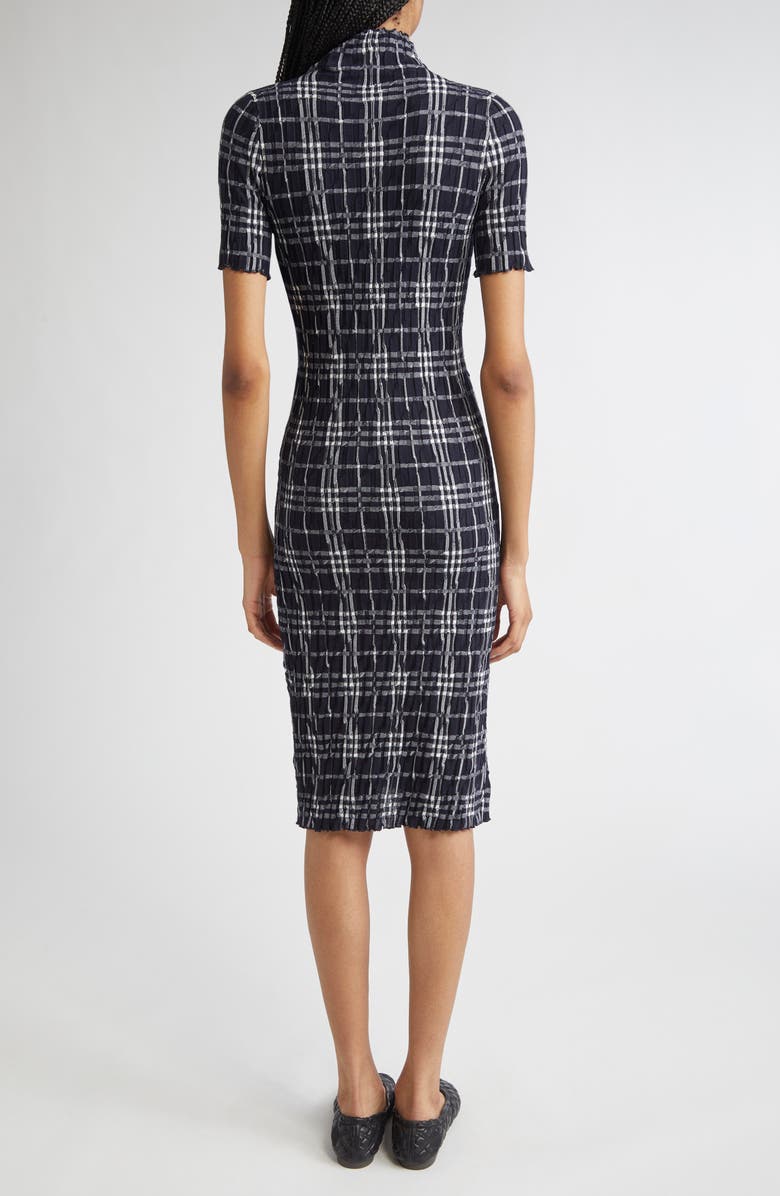 Burberry Check Turtleneck Wool Blend Dress, Alternate, color, Ink/ Chalk