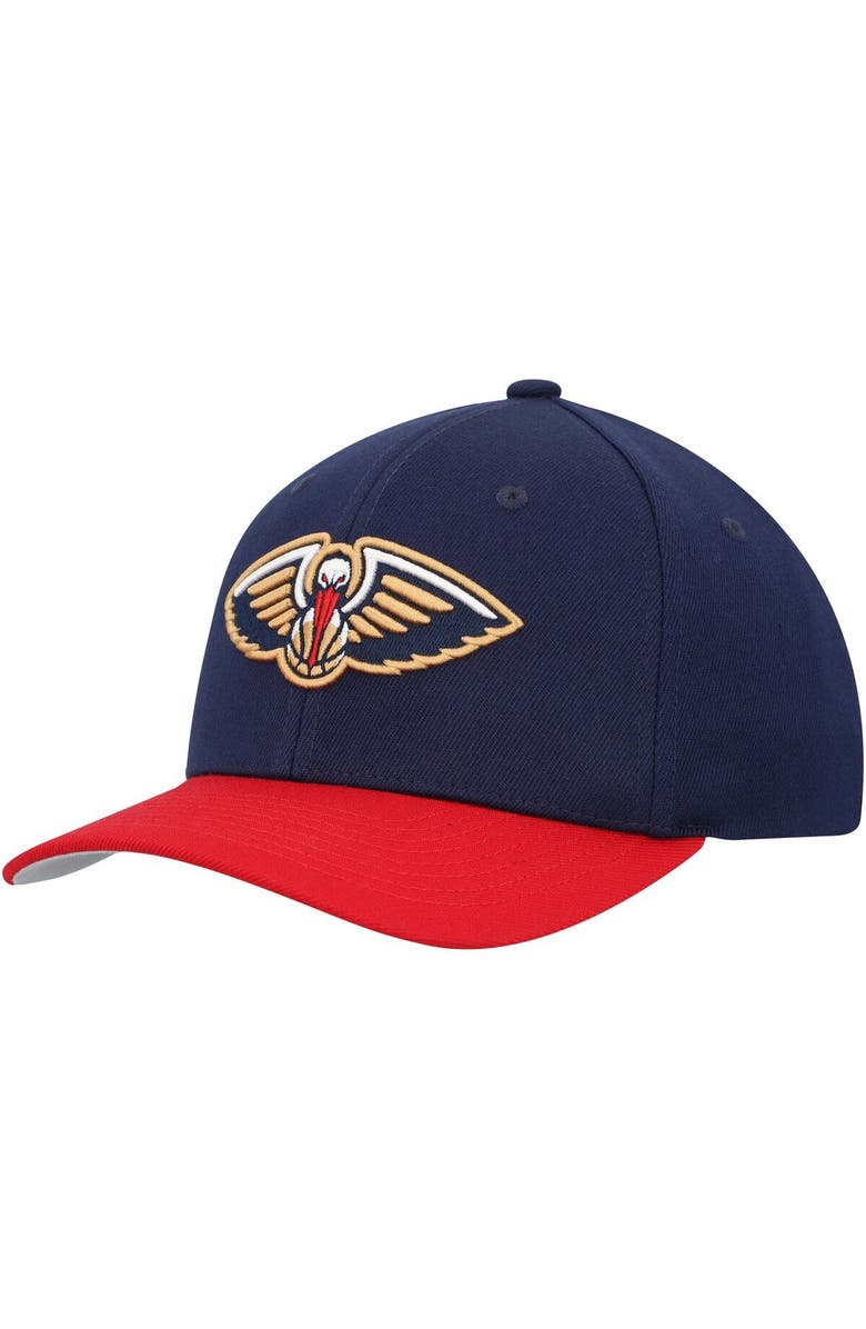 Mitchell & Ness Men's Mitchell & Ness Navy/Red New Orleans Pelicans MVP Team Two-Tone 2.0 Stretch-Snapback Hat, Main, color, 