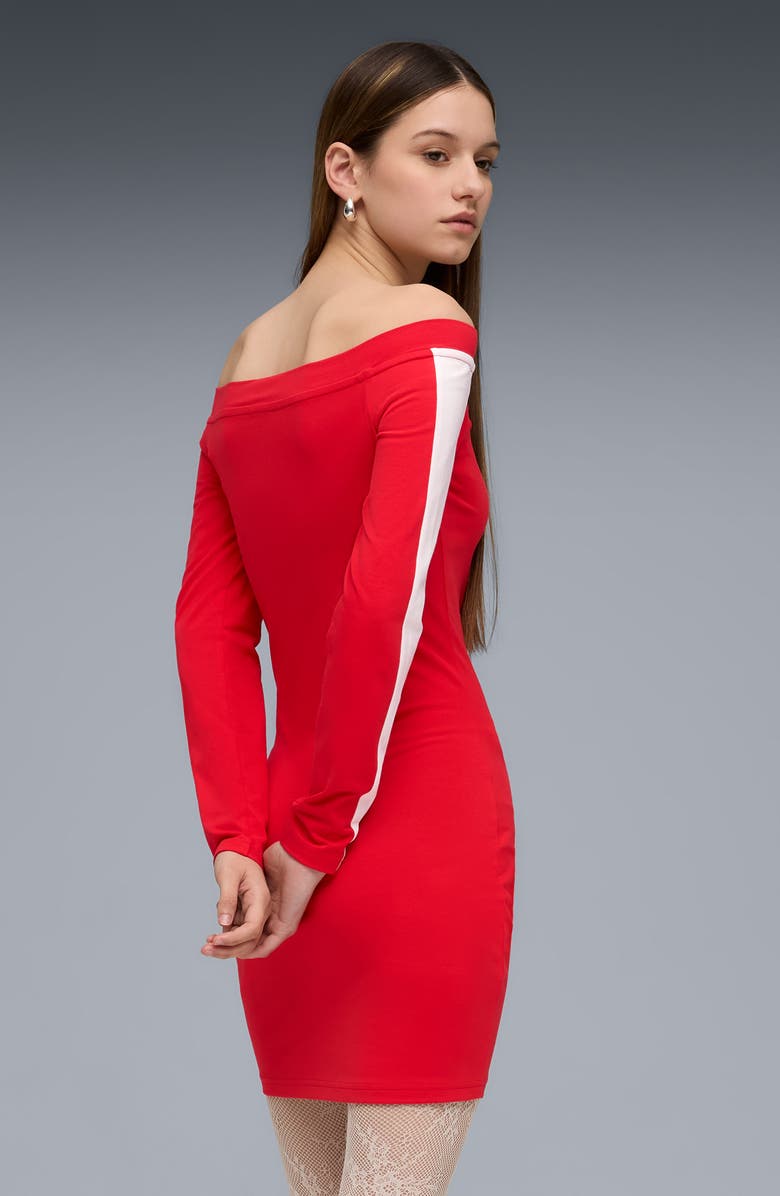 PUMA T7 Off the Shoulder Bodycon Dress, Alternate, color, 