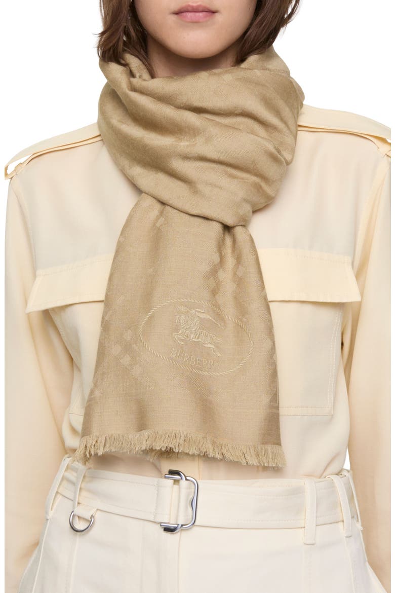 Check EKD Embroidered Wool & Silk Scarf, Alternate, color, SAND