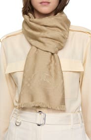 Burberry Check EKD Embroidered Wool & Silk Scarf