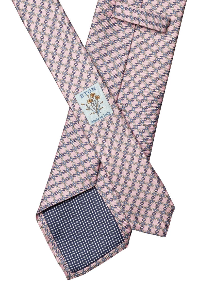 Interlock Print Silk Tie, Alternate, color, MEDIUM PINK