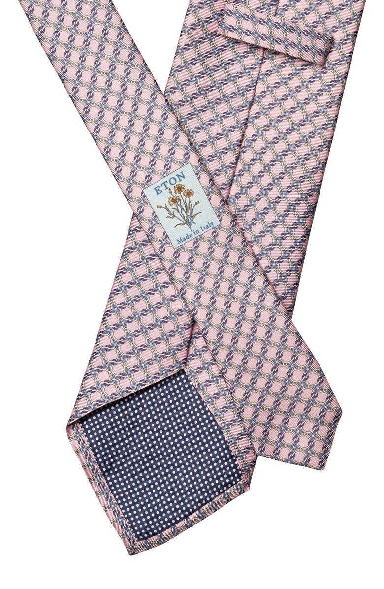 Eton Interlock Print Silk Tie, Alternate, color, Medium Pink