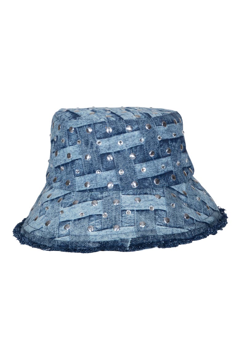 Embellished Denim Bucket Hat, Alternate, color, DARK BLUE