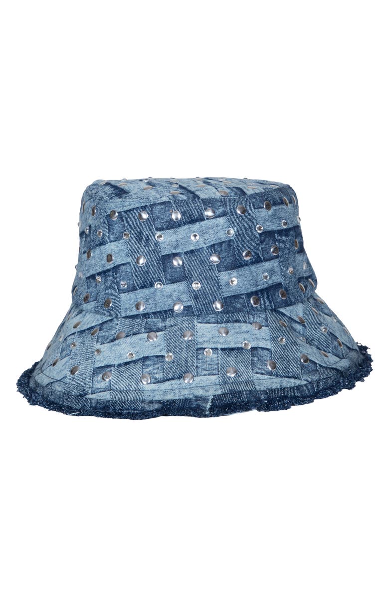 Kurt Geiger London Embellished Denim Bucket Hat, Alternate, color, Dark Blue