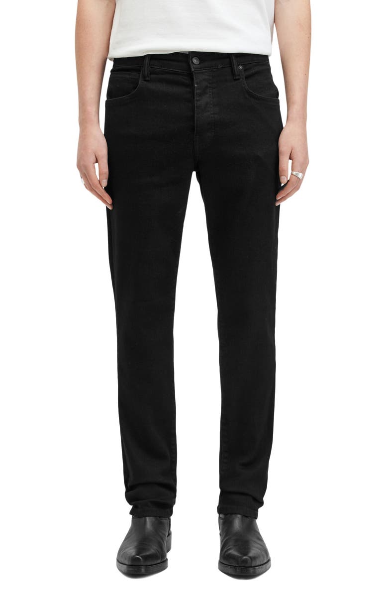 AllSaints Sid Skinny Jeans, Main, color, Jet Black