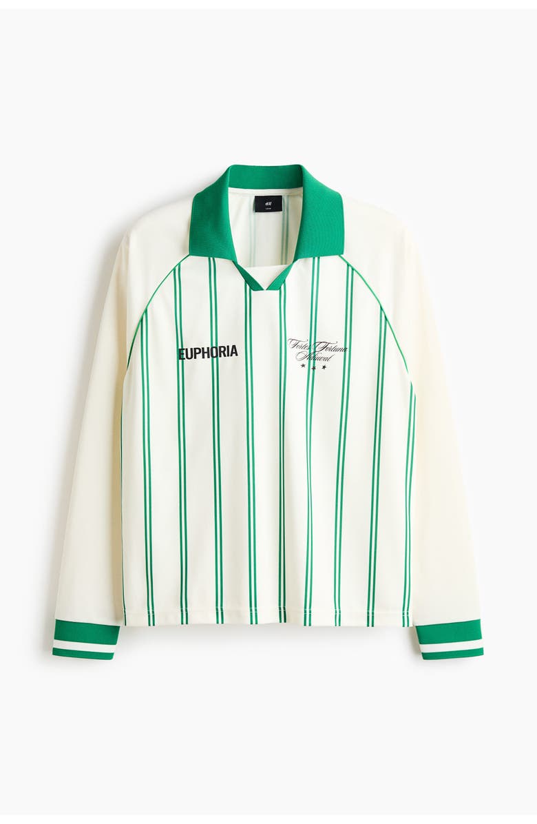 H&M Loose Fit Printed Polo Shirt, Main, color, White/Striped