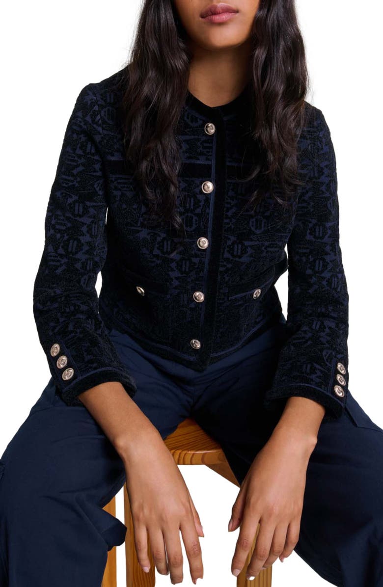 maje Velvet knit cardigan, Alternate, color,