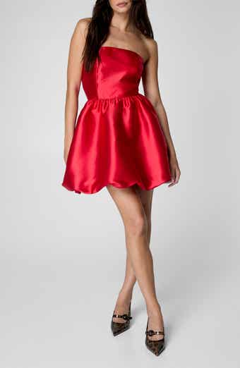 NASTY GAL Strapless Satin Bubble Minidress