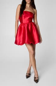 NASTY GAL Strapless Satin Bubble Minidress