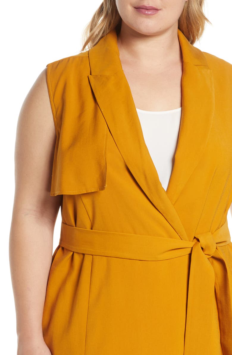 ELOQUII Sleeveless Trench Coat, Alternate, color,