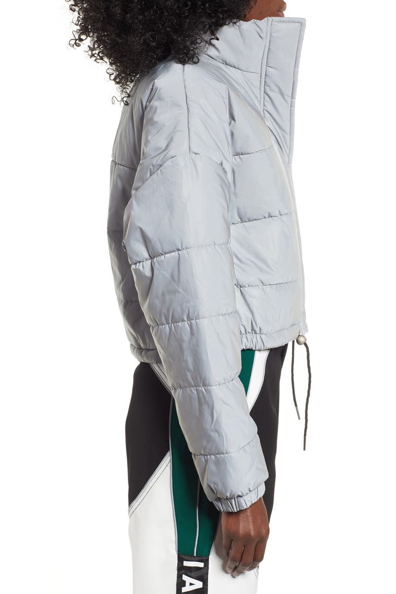 Hersilla Crop Puffer Coat, Alternate, color, SILVER