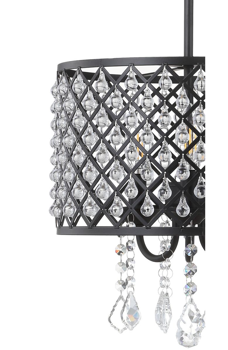 JONATHAN Y Gigi Metal/Crystal Adjustable LED Drop Chandelier, Alternate, color, Black