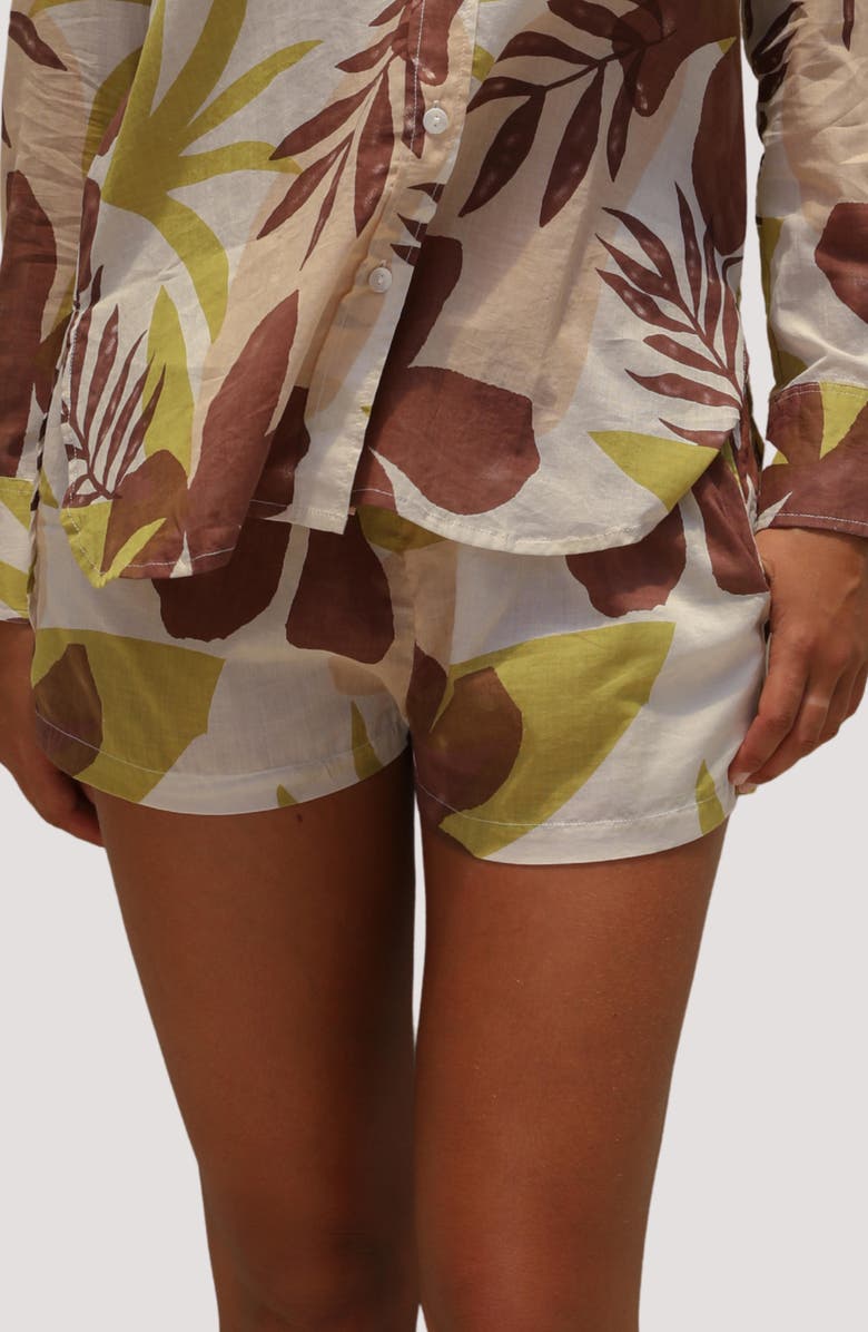 Stone Fox Leo Organic Cotton Cover-Up Shorts, Main, color, Tropical Tonal