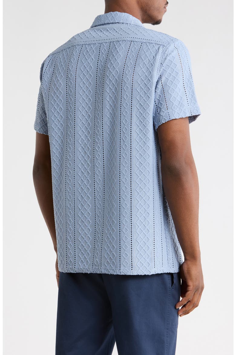 Modern Fit Textured Camp Shirt, Alternate, color, LIGHT BLUE