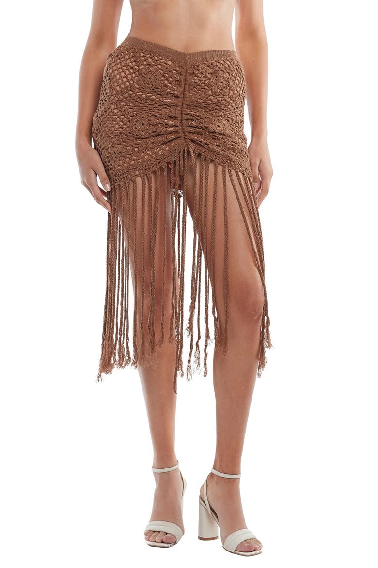 Claudia Metallic Cover-Up Skirt, Main, color, BROWN