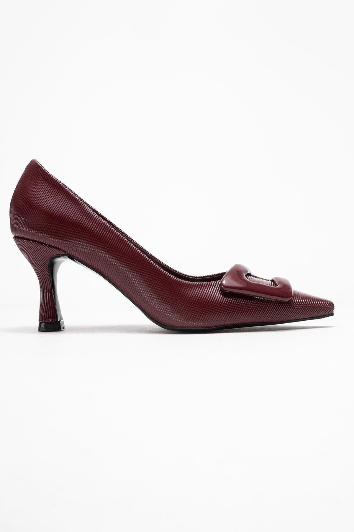 Astra Buckle Pointed Toe Pump, Alternate, color, Burgundy